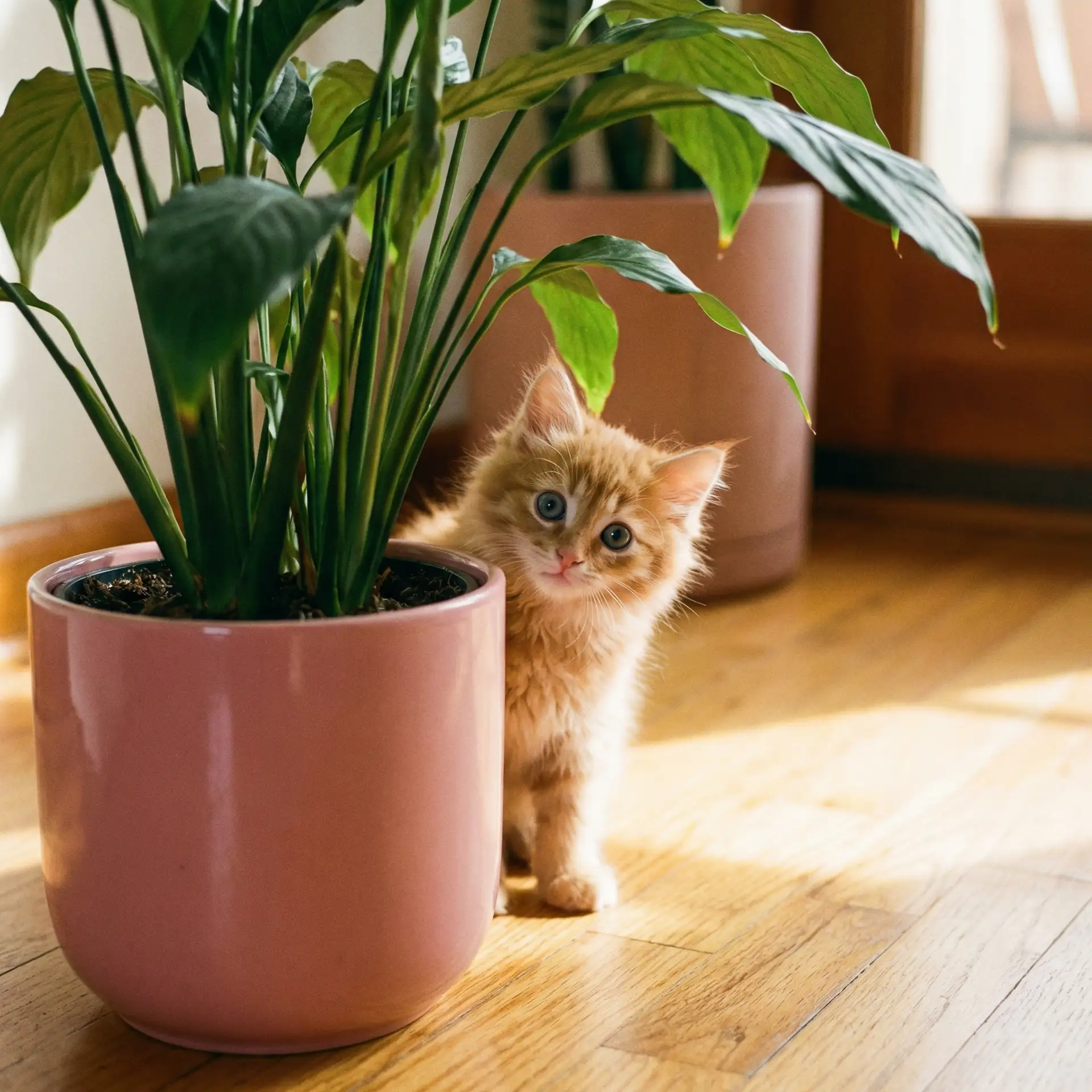 小猫从花盆后探头 - 啪啪啪研習所